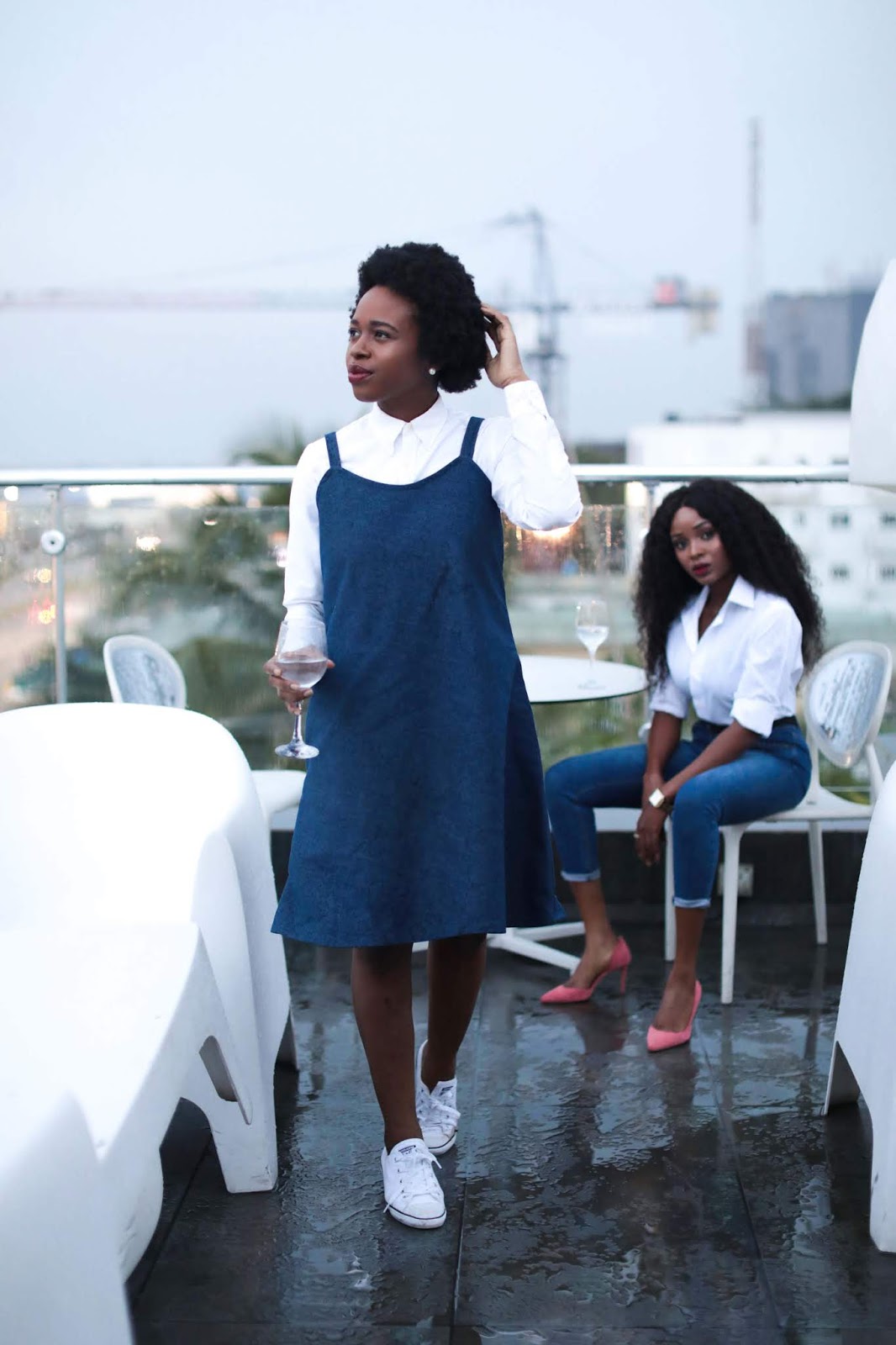 Denim and white hot sale dress